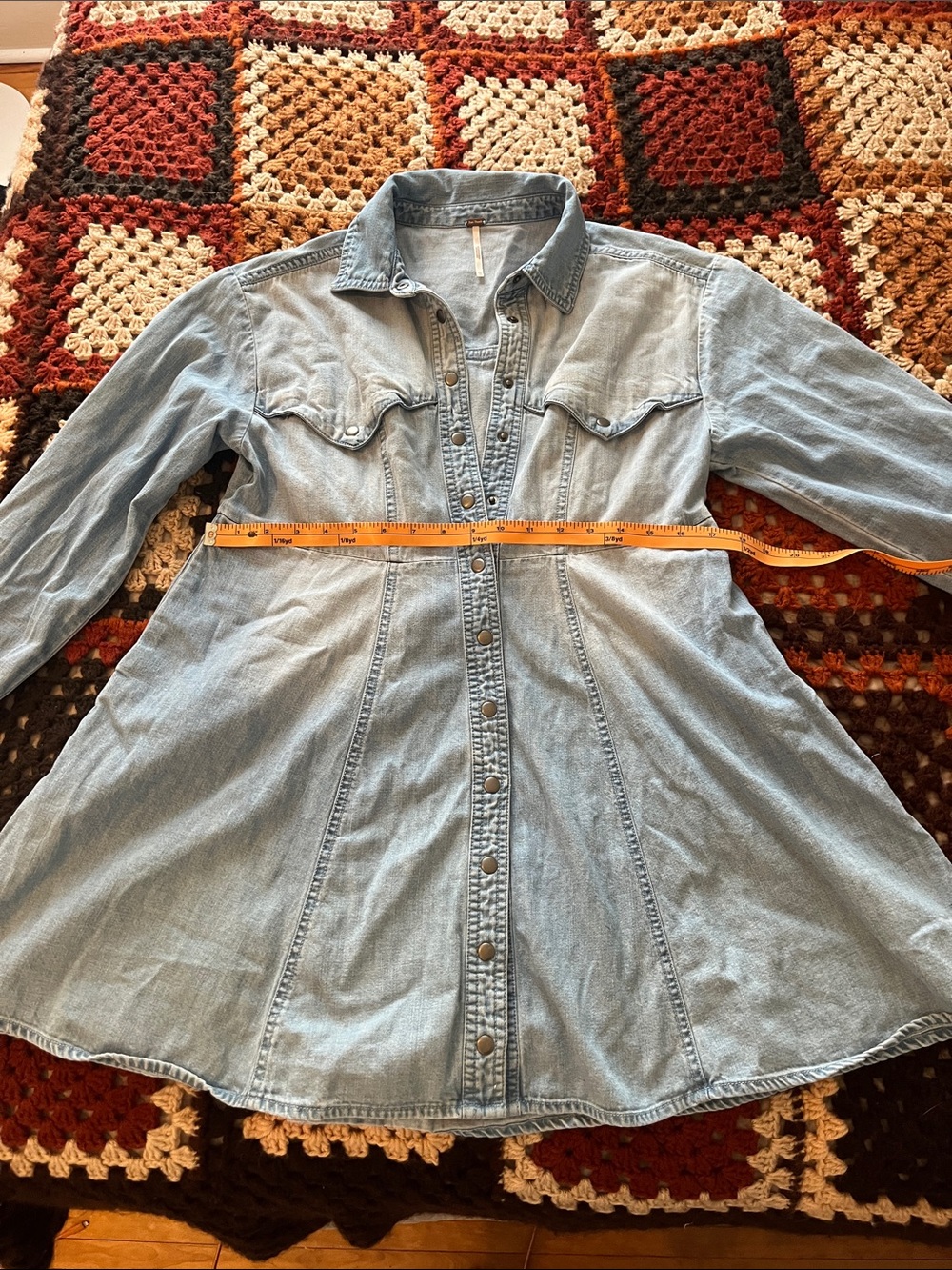 Free People Light Wash Denim Mini Shirt Dress